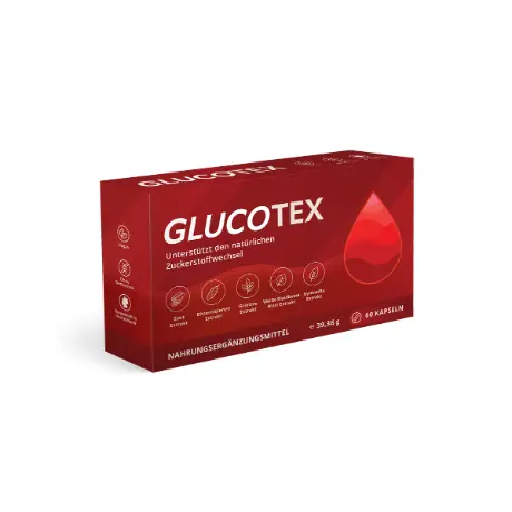 Box of Glucotex food supplement capsules